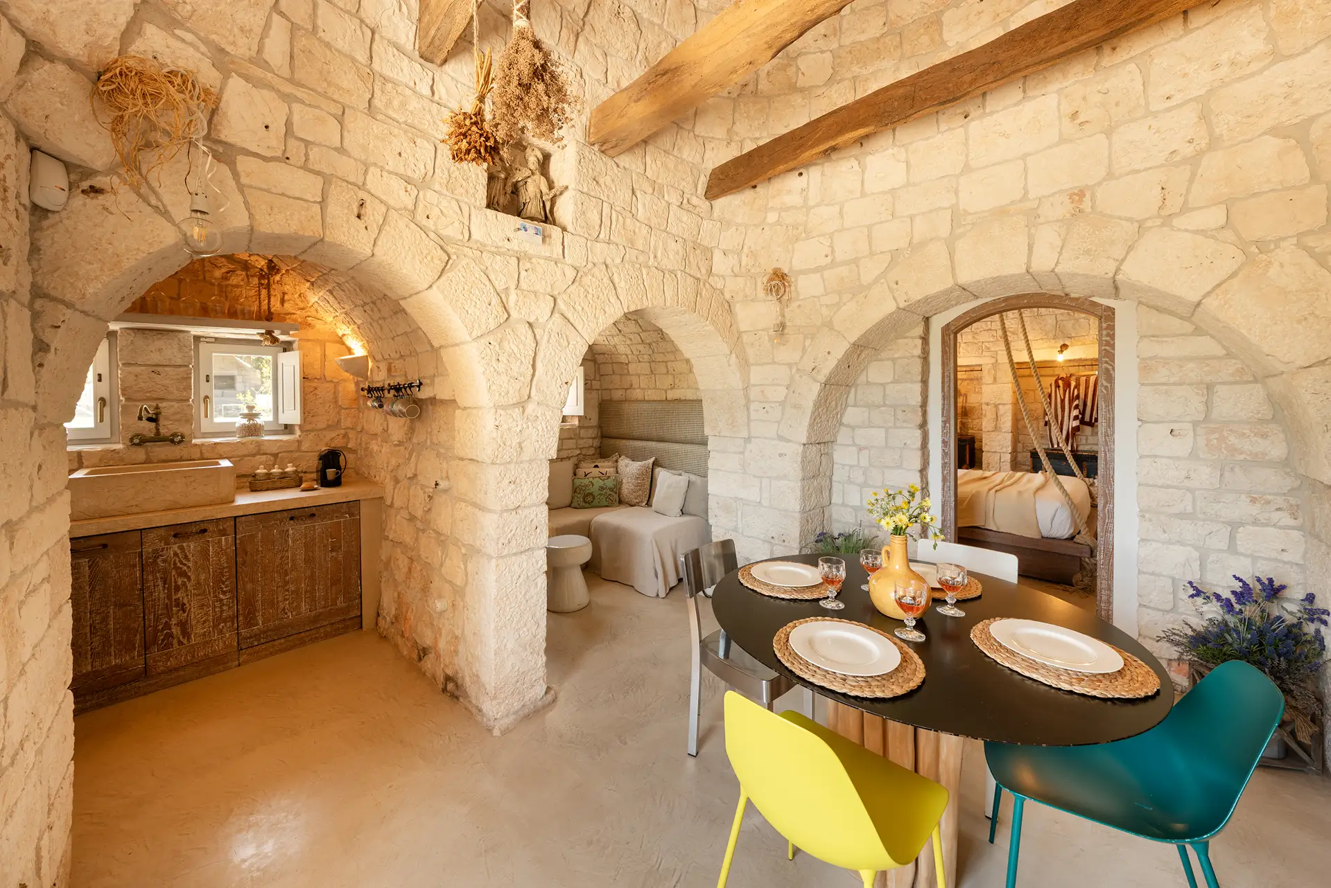 Indoor dining and living area