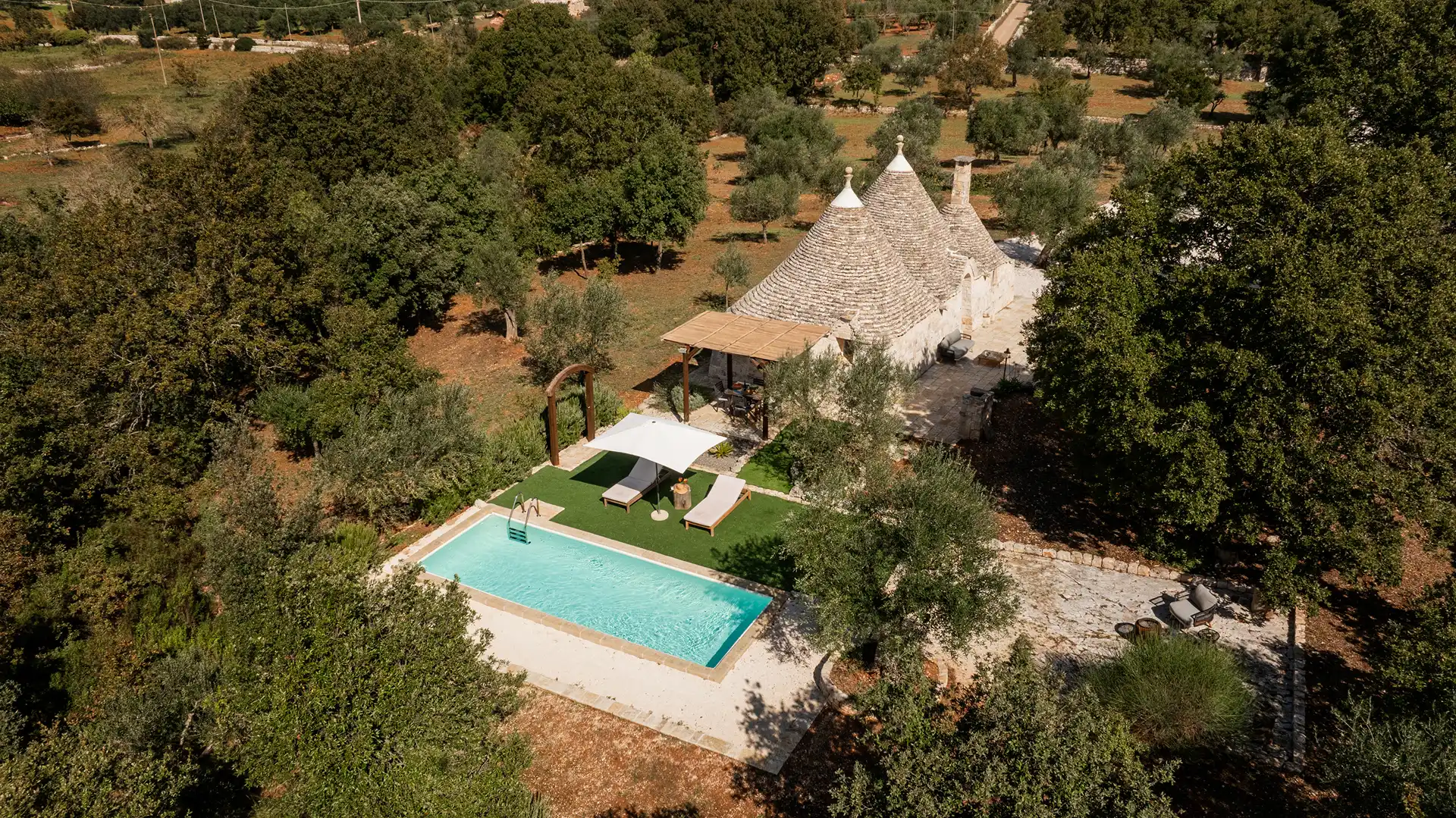 A tranquil pool embraced by nature, where silence and sunlight meet