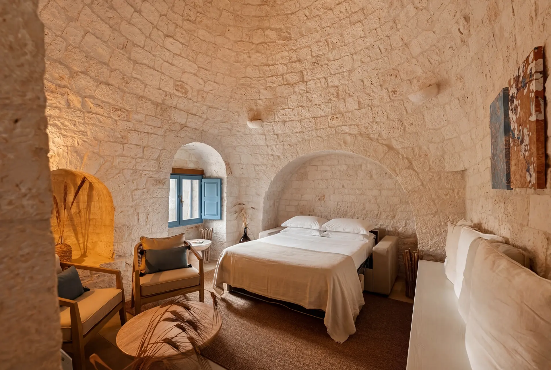 Trullo Pia - Living Area with Sofabed