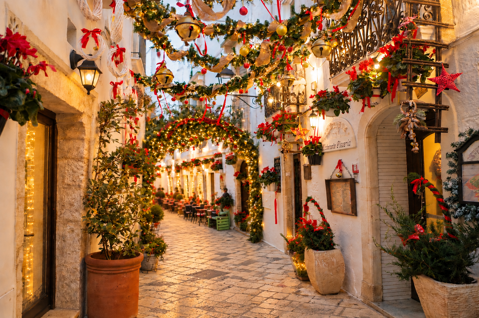 A Puglian village decorated for Christmas